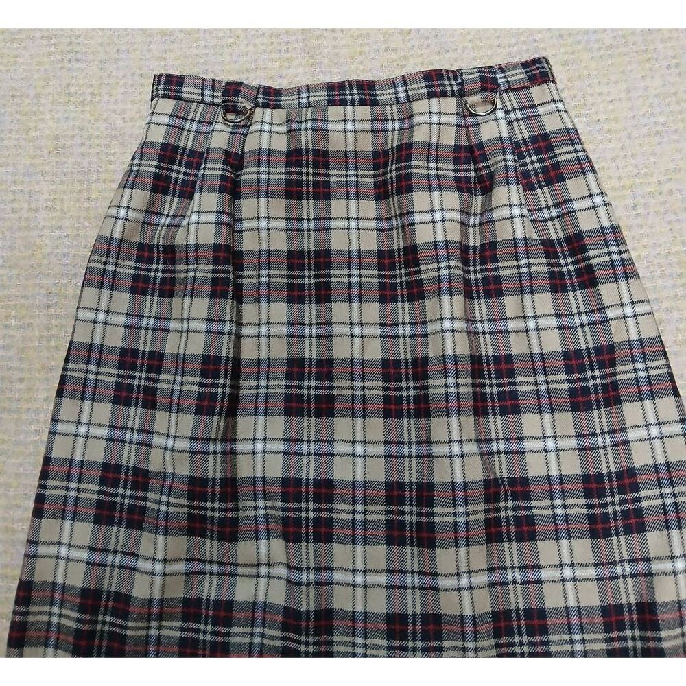 Vintage century Boston long wool pencil skirt womens 28 waist plaid beige red - Picture 4 of 9